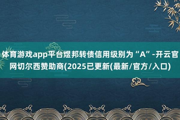 体育游戏app平台煜邦转债信用级别为“A”-开云官网切尔西赞助商(2025已更新(最新/官方/入口)