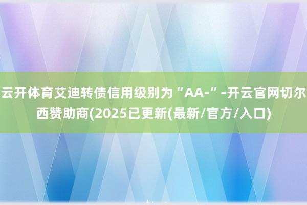 云开体育艾迪转债信用级别为“AA-”-开云官网切尔西赞助商(2025已更新(最新/官方/入口)